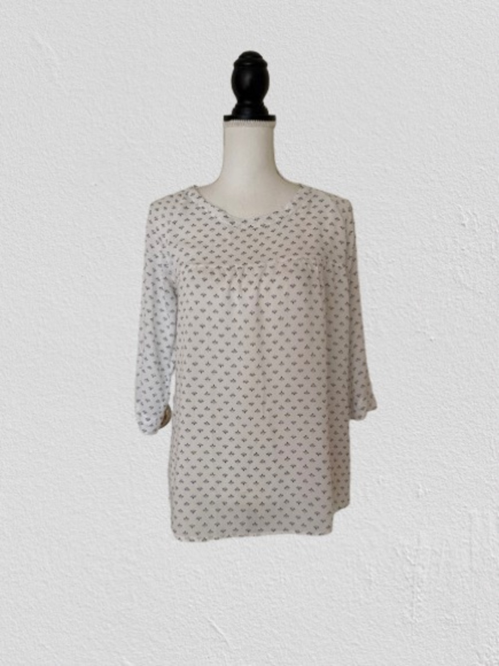 New Lee Cooper Blouse Woman’s White  Floral 3/4 Sleeve Blouse, Sz M